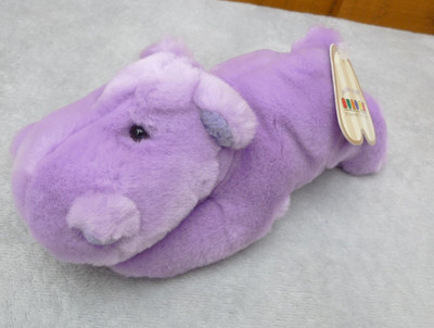 Aurora A&A Mini Amethyst lila Nilpferd weiches Plüschtier Vintage 8 Zoll