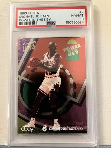 Fleer Ultra 1993-94 MICHAEL JORDAN Power in the Key #2 PSA 8