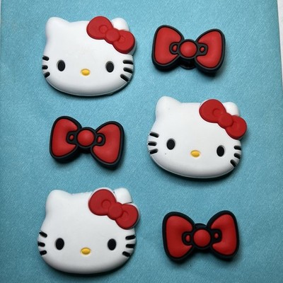 6 Pc Cute Sanrio Hello Kitty Bow Shoe Charm Accessories Decoration Set