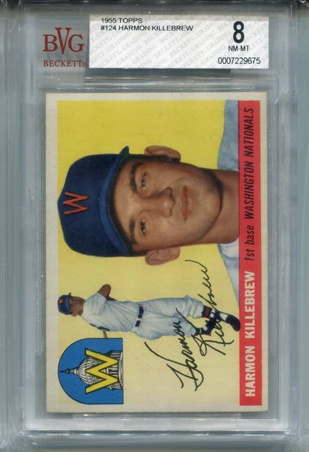 1955 Topps Harmon Killebrew Rookie Card Graded BVG 8 NM MINT Baseball #124