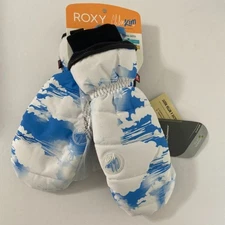 NWT Roxy & Chloe Kim Azure Blue Clouds Flint Creek Mittens Size Small