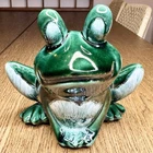 Vintage Hull Pottery Frog Planter F70 Retro MCM Green Drip Glaze Ceramic Planter