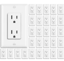 30 Pack 15 Amp Decorator Receptacle Outlet With Wall Plate. White 120 V  Bestten