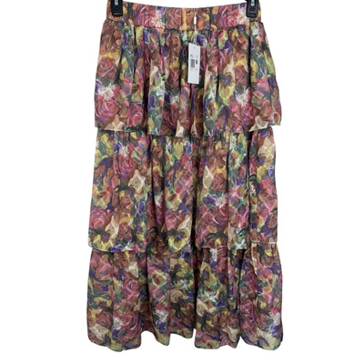 Endless Rose Floral Tiered Maxi Skirt Ruffles Sz Medium NWT