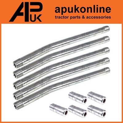 5x Fettpressenrohr 1/8'' gekröpft starr & Kupplung BSP 15cm für David Brown Traktor
