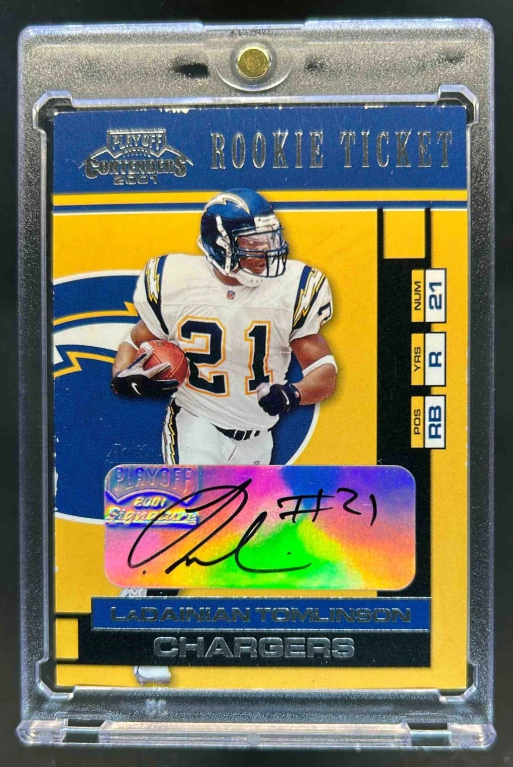 2001 Playoff Contenders LaDainian Tomlinson Rookie RC Auto #150 Chargers