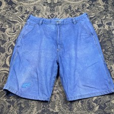 Vtg Y2K Wrangler Baggy Denim Blue Cotton Carpenter Shorts Mens Size 36