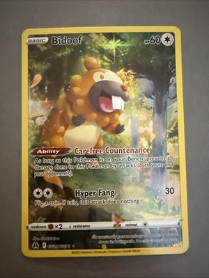 Pokémon TCG Bidoof Holo Ultra Rare Card Crown Zenith: Galarian Gallery GG29/GG70