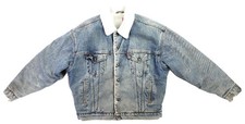 VTG 80s 90s Levi  s Levis USA Men's L Blue Denim Sherpa Lined Trucker Jean Jacket