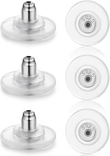 6 PCS 18K White Gold Locking Earring Backs for Studs Droopy Ears Heavy Earrings,