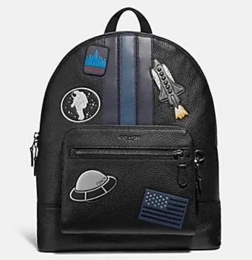 COACH X NASA WEST BACKPACK VARSITY STRIPE SPACE PATCHES 100