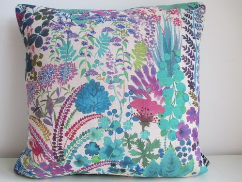 Liberty Arts Faria Flowers Secret Garden & Grey Velvet Fabric Cushion Cover - Picture 10 of 12