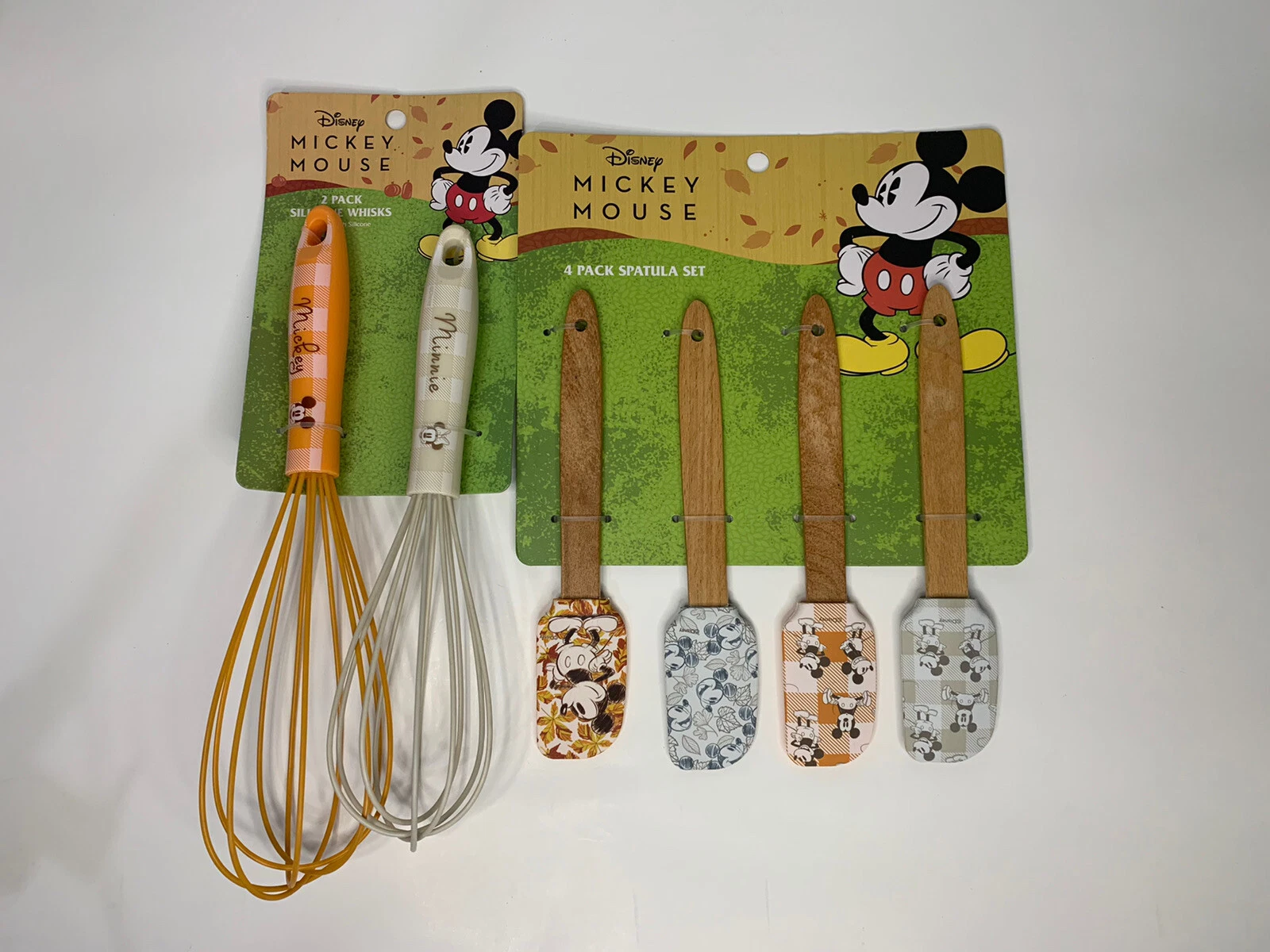 Disney Mickey Mouse Kitchen Utensil Set 4-Pc Spatulas+2-Pc Mickey & Minnie Whisk