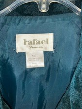Vtg 80's Windbreaker Jacket Track teal velour  gold accents Rafael Woman sz 1X