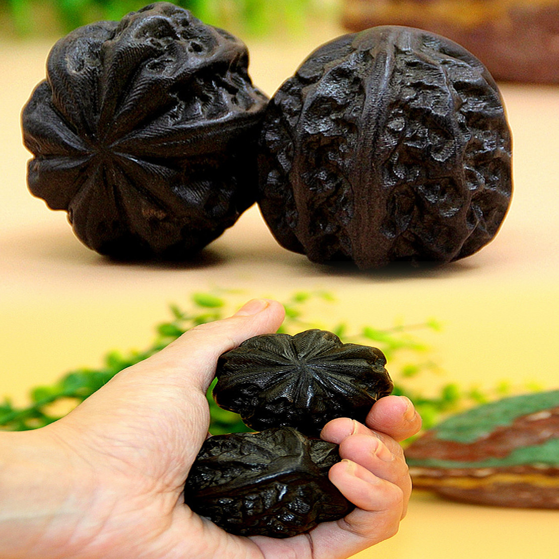 2X 46mm Natural Wood Baoding Ball Health Exercise Stress Relaxation Therapy -