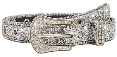 Silver Rhinestone Belt Western Cowgirl Cowboy Belts Vintage 