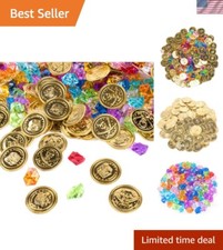 120 Plastic Pirate Coins  Gems - Ideal for Birthday Party Favors and Games