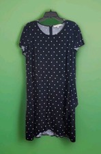 16 Loft Plus Black Shirt Dress White Polka Dots Lagenlook Boho Flutter Sleeves
