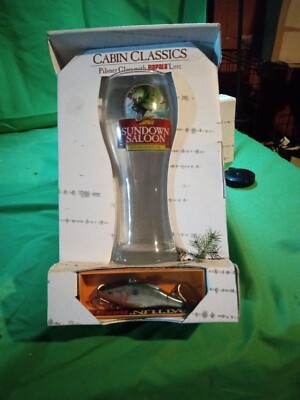 NEW Vintage Cabin Classic Sundown Saloon Beer Glass Rapala Fishing Lure Gift Set
