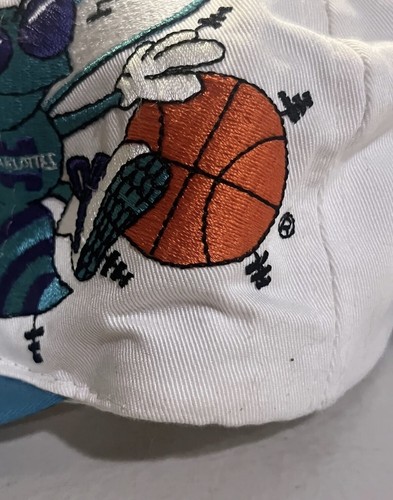 Vintage Charlotte Hornets Snapback Hat Embroidered Spell out Blue White NBA - Picture 7 of 10
