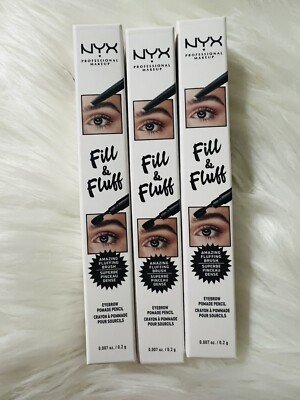 3 X NEW NIB NYX Fill & Fluff Eye Brow Pencil #FFEP09 CLEAR Full Size 0.2g