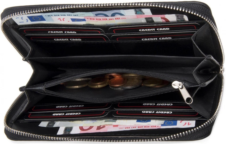 Geldbörse mit glitzer Stern und Ziernaht, Reißverschluss, Portemonnaie, Damen - Bild 2 von 3