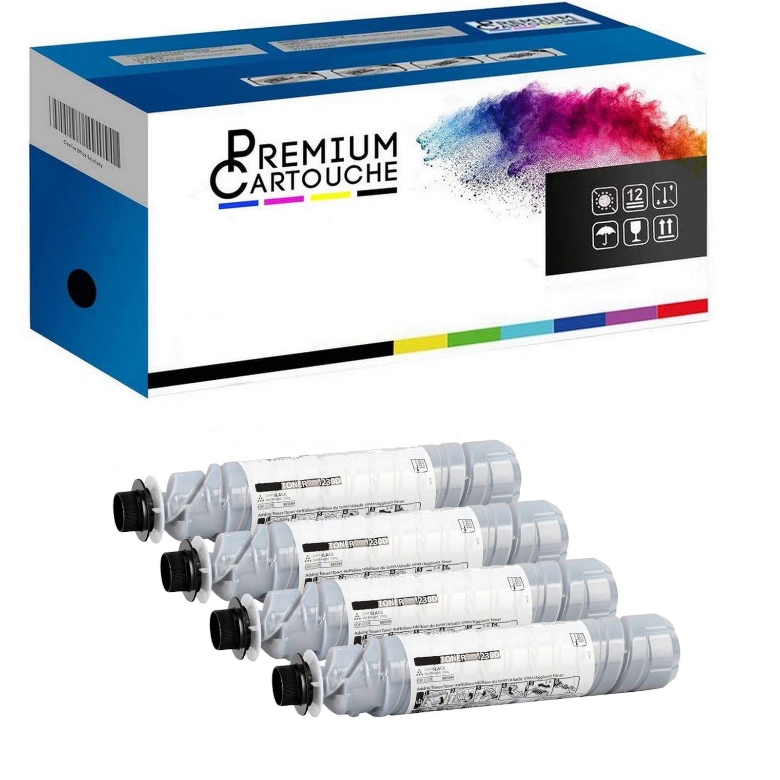 Cartouche Toner 1230D Noir Compatible GESTETNER DSm 615 Lot de 4 Consommables Copieur