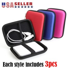 3pcs 2.5" USB Hard Drive Earphones Portable Storage Bags Data-Wire Power Pouch
