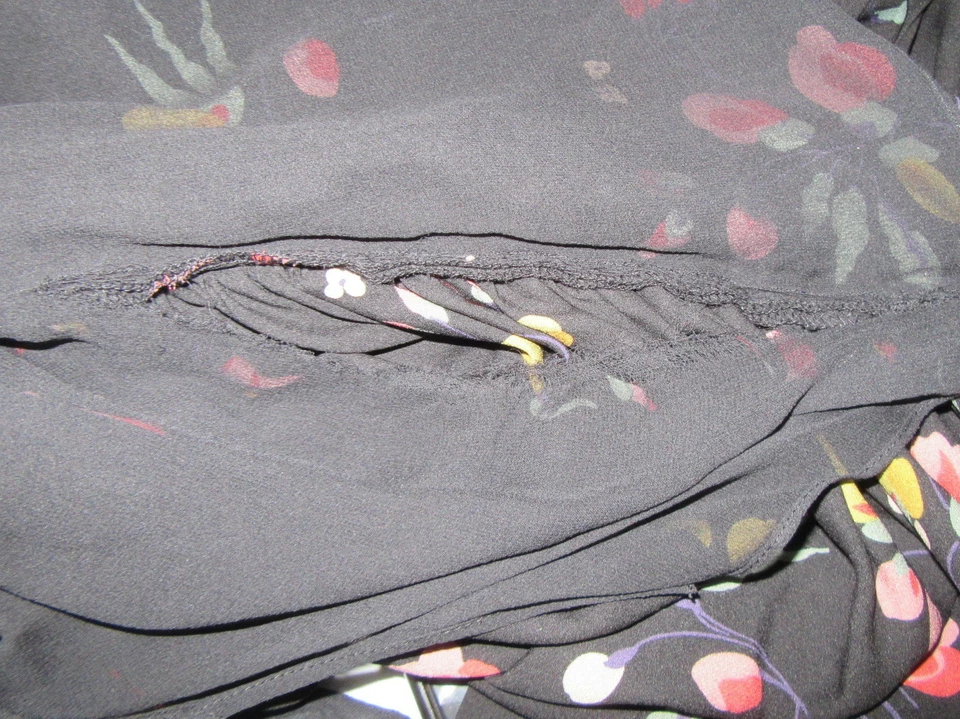 Vestido 3.1 Phillip Lim Negro Floral Manga Corta Cinturón Acanalado Talla 6 Foto 4 de 4