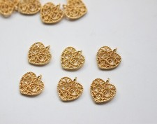 6pcs Lace Heart Charm,Gold Love Heart Pendant,DIY Earring Lace Dangle
