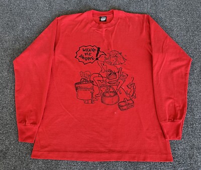 Screen Stars VTG 90s T Shirt  Weave Me Awone  Basket Weaver Funny Long Sleeve L