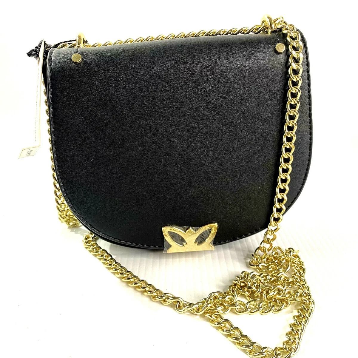 BCBGeneration Rory shoulder bag Crossbody black gold chain strap 137646