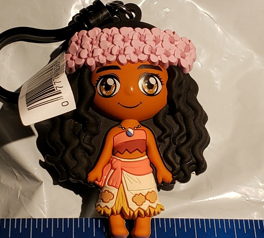 Disney Princess MOANA With Pink FLOWERS Figural Bag Clip Hair Head