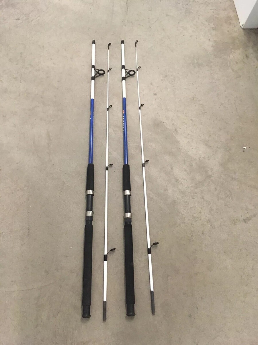 blue and white fishing pole Agility Spinning Combo 6'6" / Medium Each fishing rod that Coastal Fishing develops has been tested out in real PENN Fishing Battle Spinning Reel
