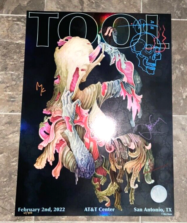 Tool Band Signed Doodle Tour Poster San Antonio February 2 2022