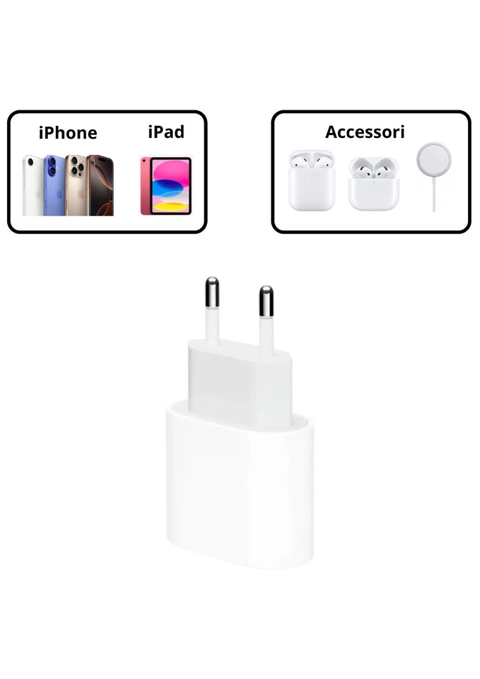 Caricatore iPhone APPLE ORIGINALE con cavo 20W (Bianco) - Immagine 2 di 4