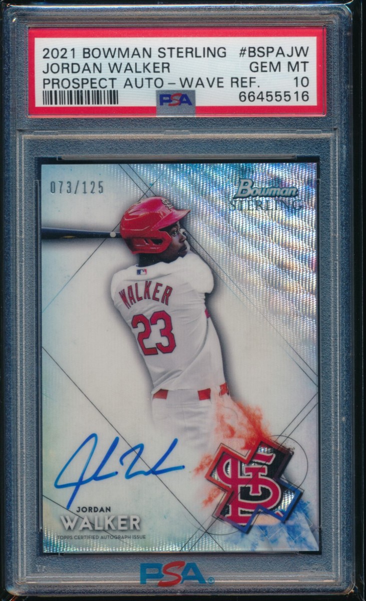 PSA 10 JORDAN WALKER AUTO 2021 Bowman Sterling WAVE REFRACTOR
