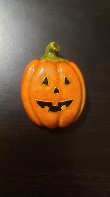 Jack o Lantern Pumpkin Brooch Pin Orange & Gold Tone Vintage | eBay