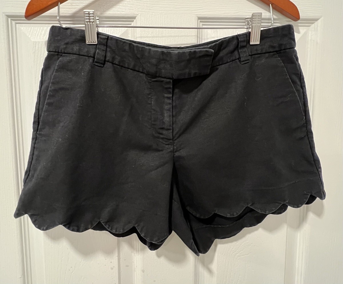 JCrew Women Size10 Black Shorts Pockets Zip/Button Fly Linen Blend