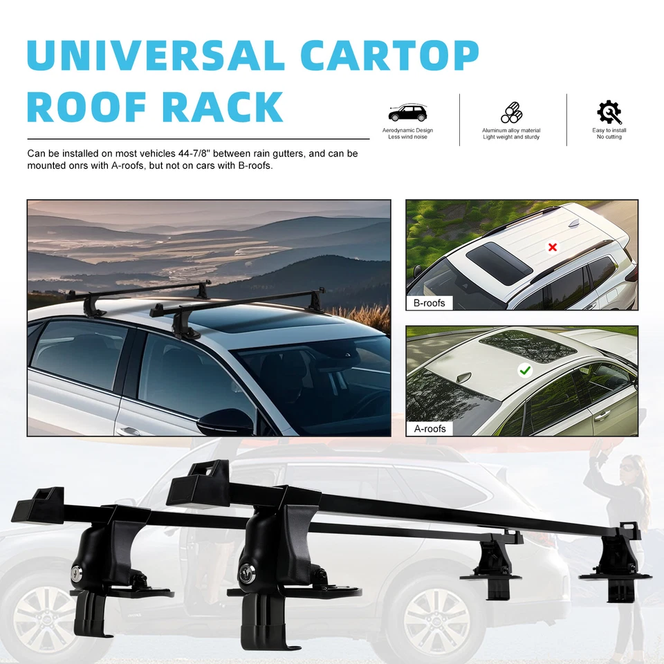 54" Car Top Roof Rack Cross Bar Luggage Carrier For Volkswagen Beetle 2000-2019 - Image 3 of 4