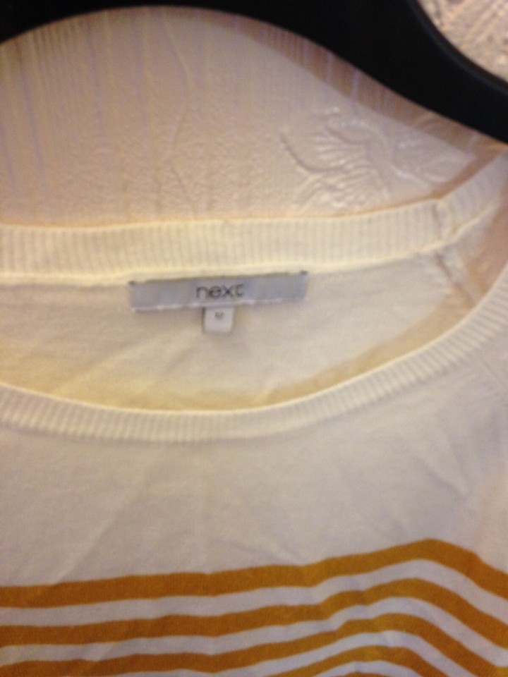 NEXT CREAM & PINK/MUSTARD STRIPE L/S JUMPER SIZE 12 eBay