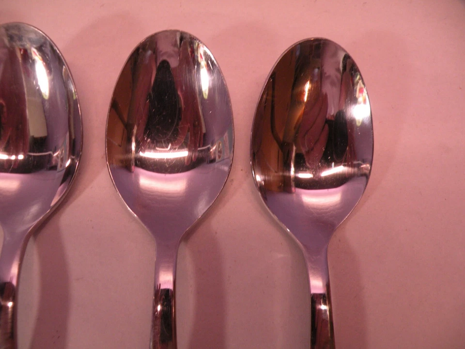 Set of 4 Cambridge Stainless Steel Flatware Soup Spoons Kara Sand 7 3/4" - Image 3 of 4