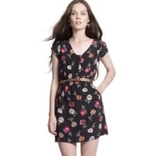 Tucker for Target Women’s V-Neck Floral Short Sleeve Pullover Mini Dress Size M