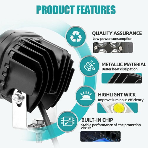 3inch 40W Cube Pods Off Road Driving Lights Spot Work Light Bar Fog White/Amber - Bild 16 von 21