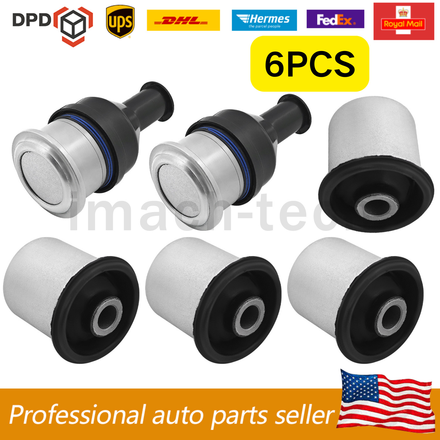 6x Front Upper Control Arm Ball Joint & Bushing fit Bentley Arnage Silver Seraph