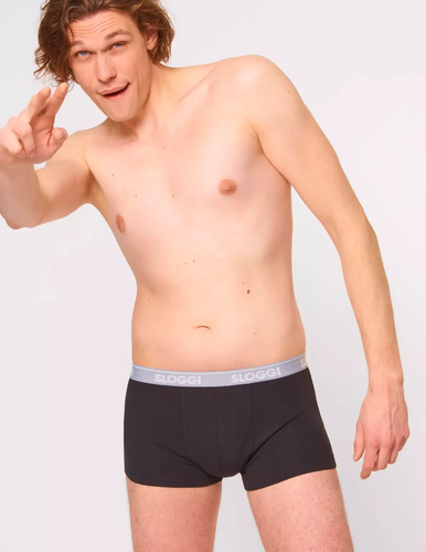 Sloggi Uomo GO - Confezione da 3 Boxer Hipster a Vita Bassa Nero Grigio Blu Bianco Intimo - Foto 9 di 12
