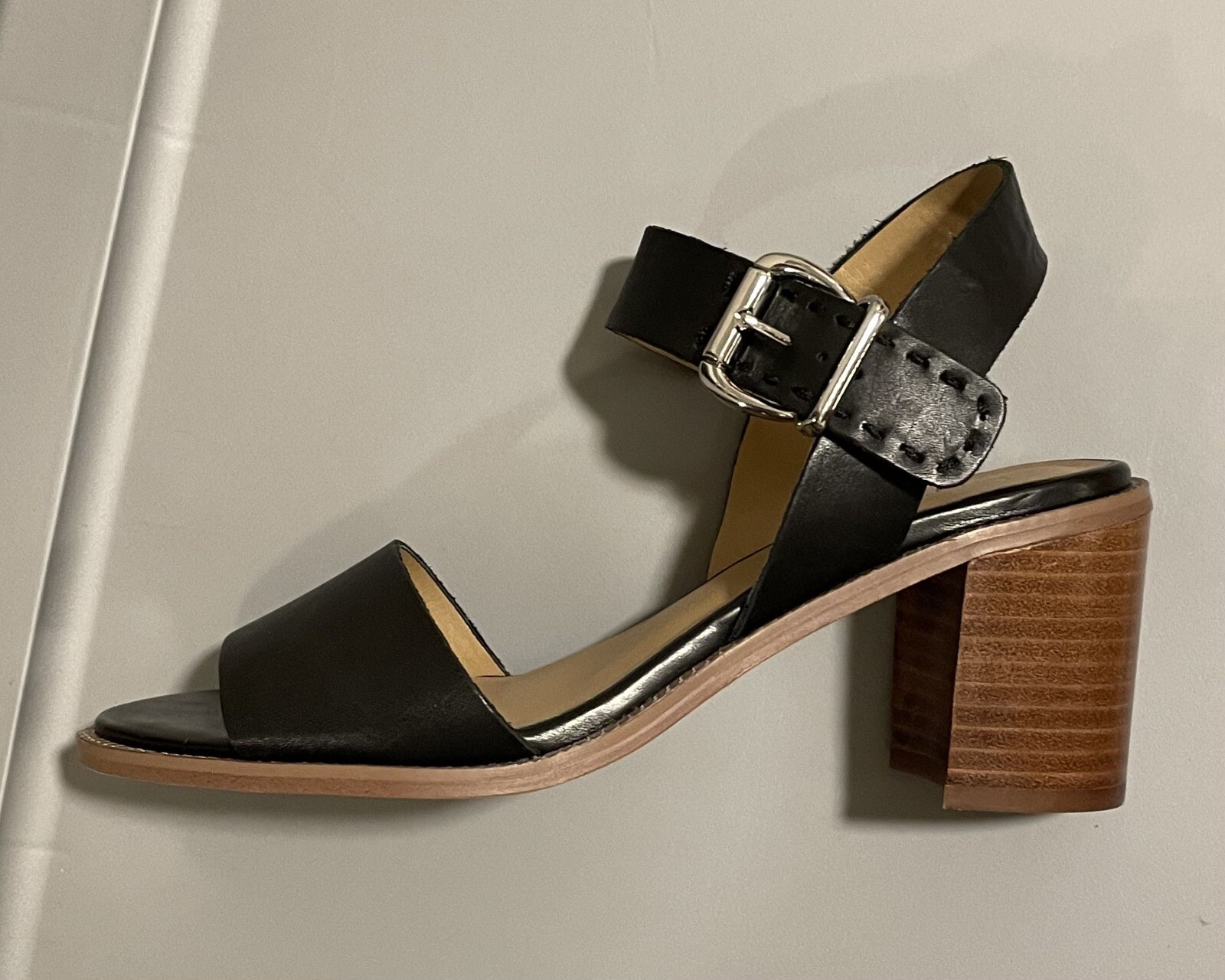 Franco Sarto Women's 7 Havana Sandal Heels Black Leather- Very Good  Condition 17114683210 | eBay