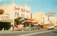 Tiajuana Four Roses Foreign Club Bareer Cars Street 1957  Mexico Postcard R615