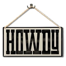 Howdy Sign - Trendy Funky Wall Art, Boho Western Wall Decor, Cowboy Wall Deco...