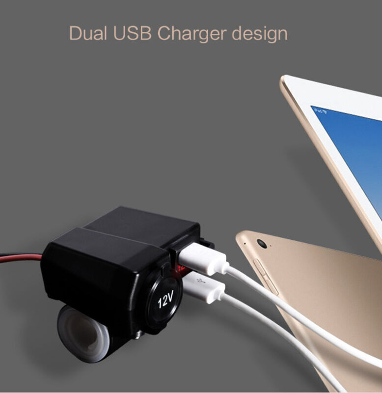 Waterproof USB Charger With LED Voltmeter For Motorcycles – Power GPS, Phone, Radio